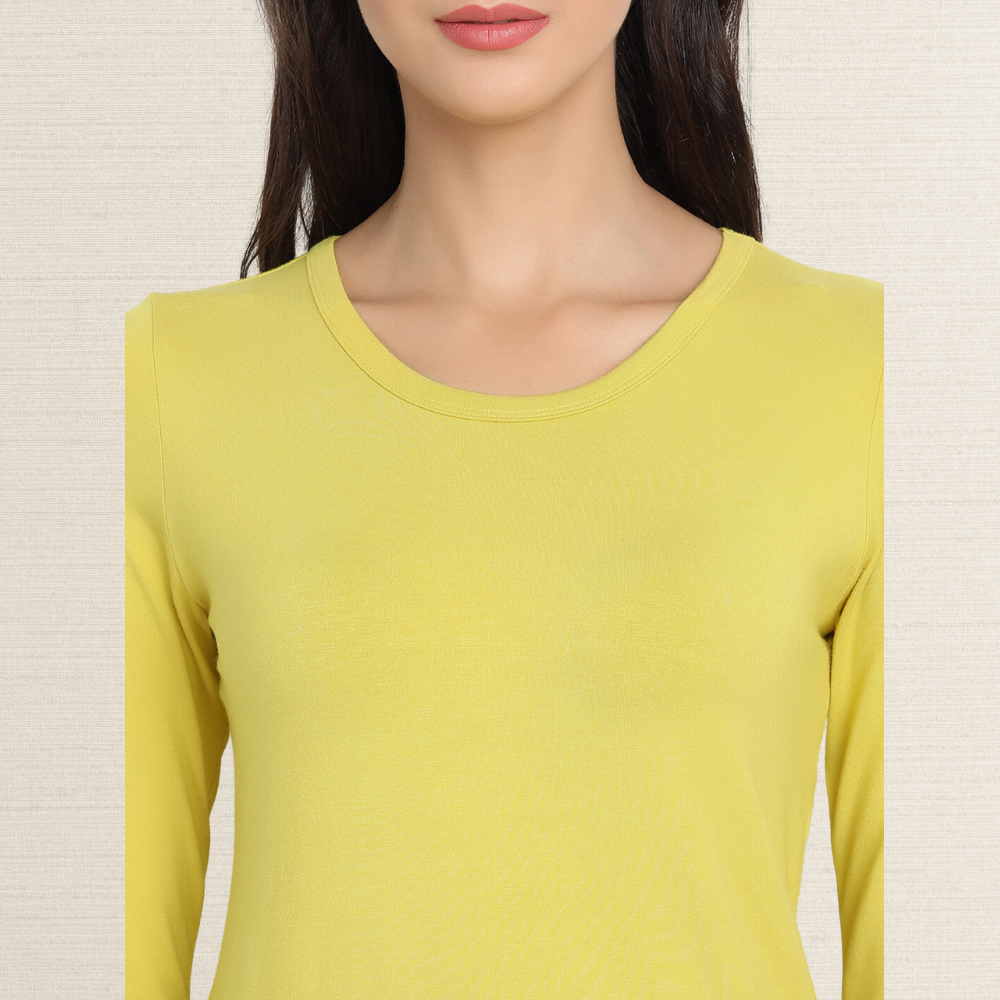 Full Sleeve T-Shirt | Bamboo Fabric | Comfortable | Women Active Wear | Yellow