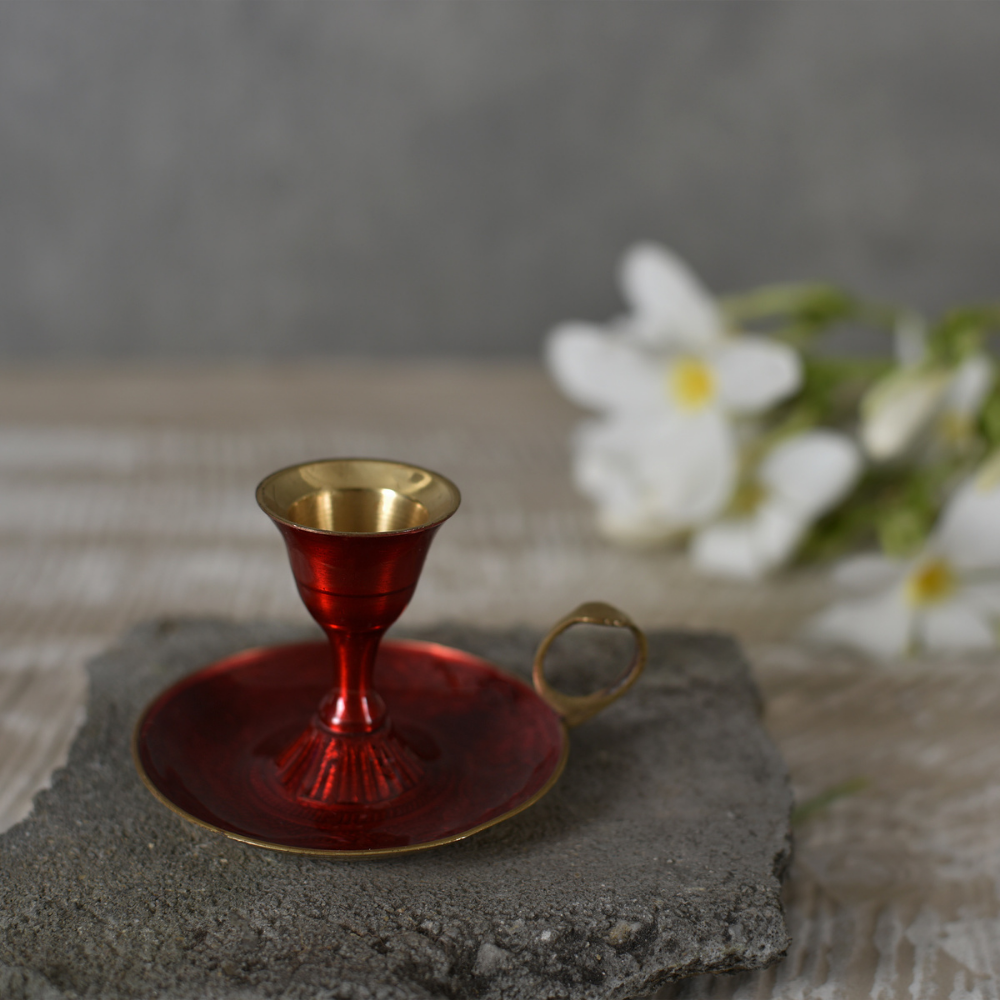 Red Mina Candle Holder | Classic Style | Table Top Accent | Festive Decor | Hand-Made | 3 Inch