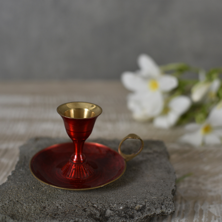 Red Mina Candle Holder | Classic Style | Table Top Accent | Festive Decor | 3 Inch