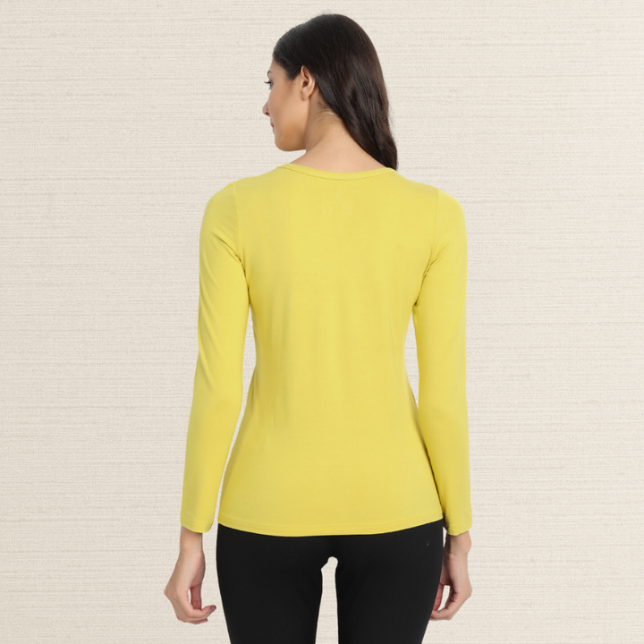 Full Sleeve T-Shirt | Bamboo Fabric | Comfortable | Women Active Wear | Yellow