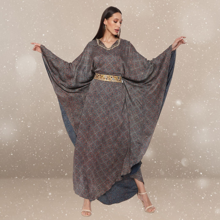 Brrenda Tulip Ajrakh Modal Kaftan | Hand-Block Print | Timeless Charm