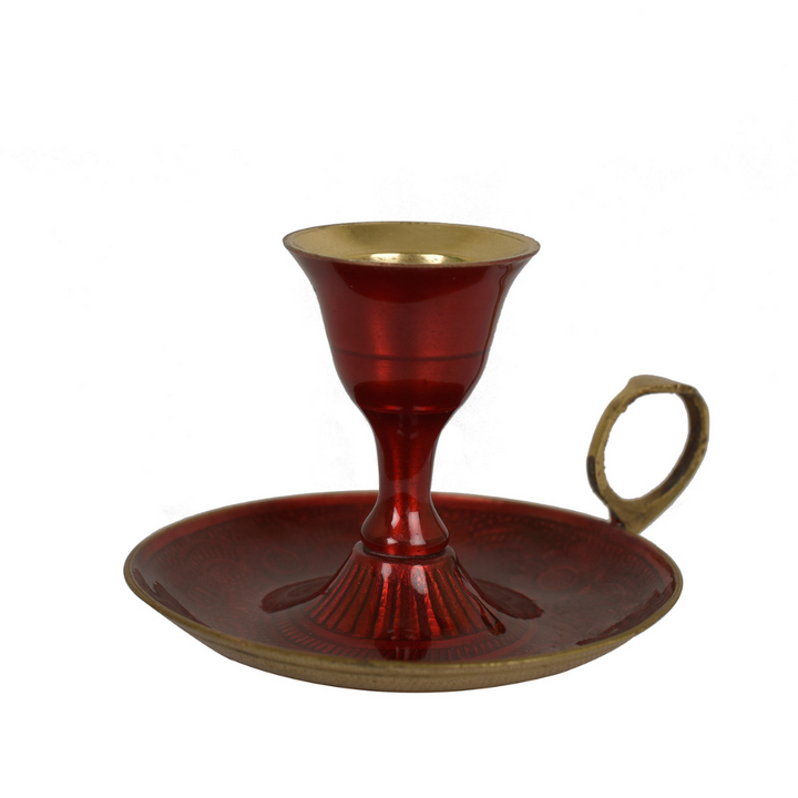 Red Mina Candle Holder | Classic Style | Table Top Accent | Festive Decor | 3 Inch