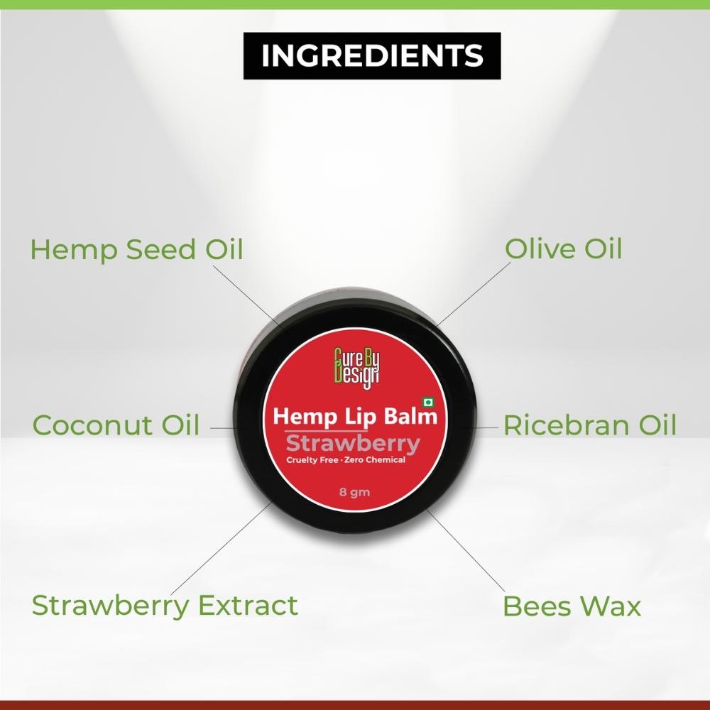 Hemp Lip Balm Strawberry | Hydrating | Plant Based | Zero Chemicals | 8 GM