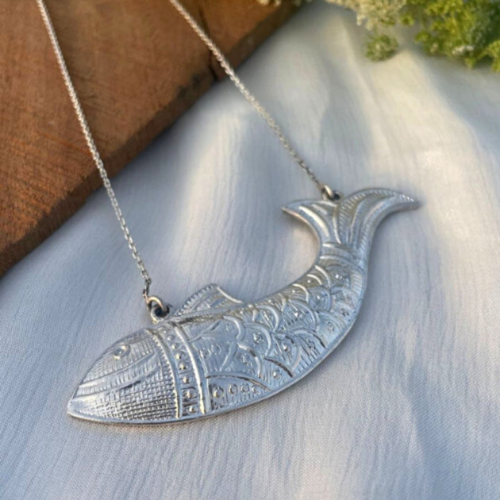 Ikaroa Hand-Crafted Fish Necklace | Silver Jewellery | Contemporary Design