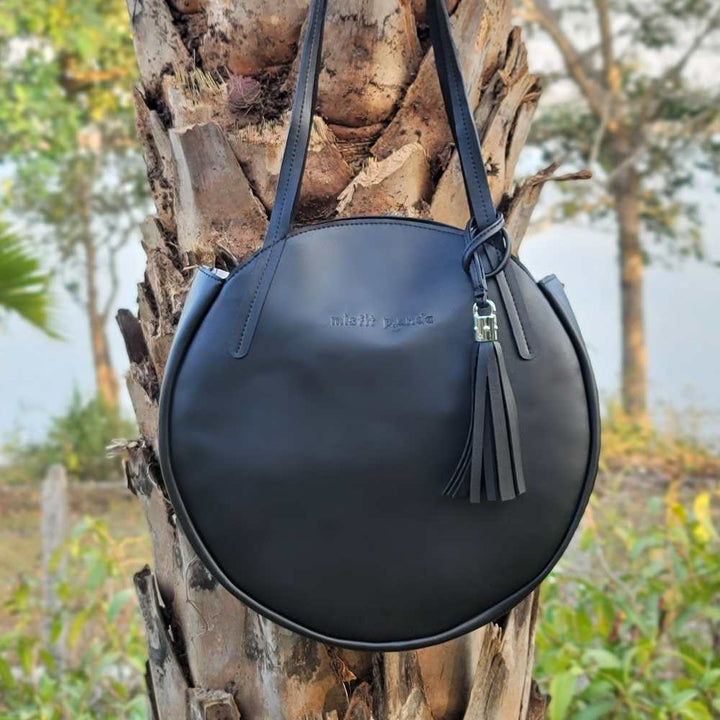 Full Moon Shoulder Bag for Women | Cactus Leather | Stylish Construct | Black