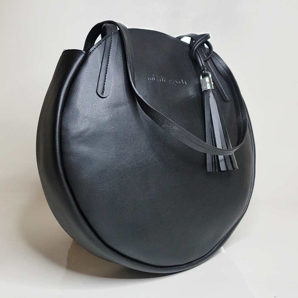 Full Moon Shoulder Bag for Women | Cactus Leather | Stylish Construct | Black