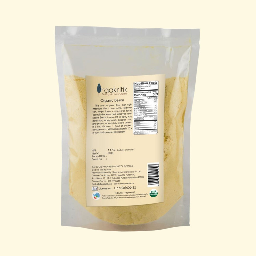 Organic Besan | Chickpeas Flour | Nutrients Rich | Maintains Muscle Mass | 500 GM