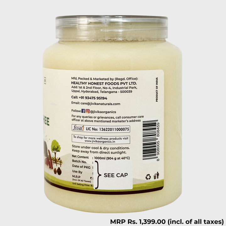 A2 Desi Buffalo Ghee | Grass Fed | Pure | Organic | Pet Jar of 1 L