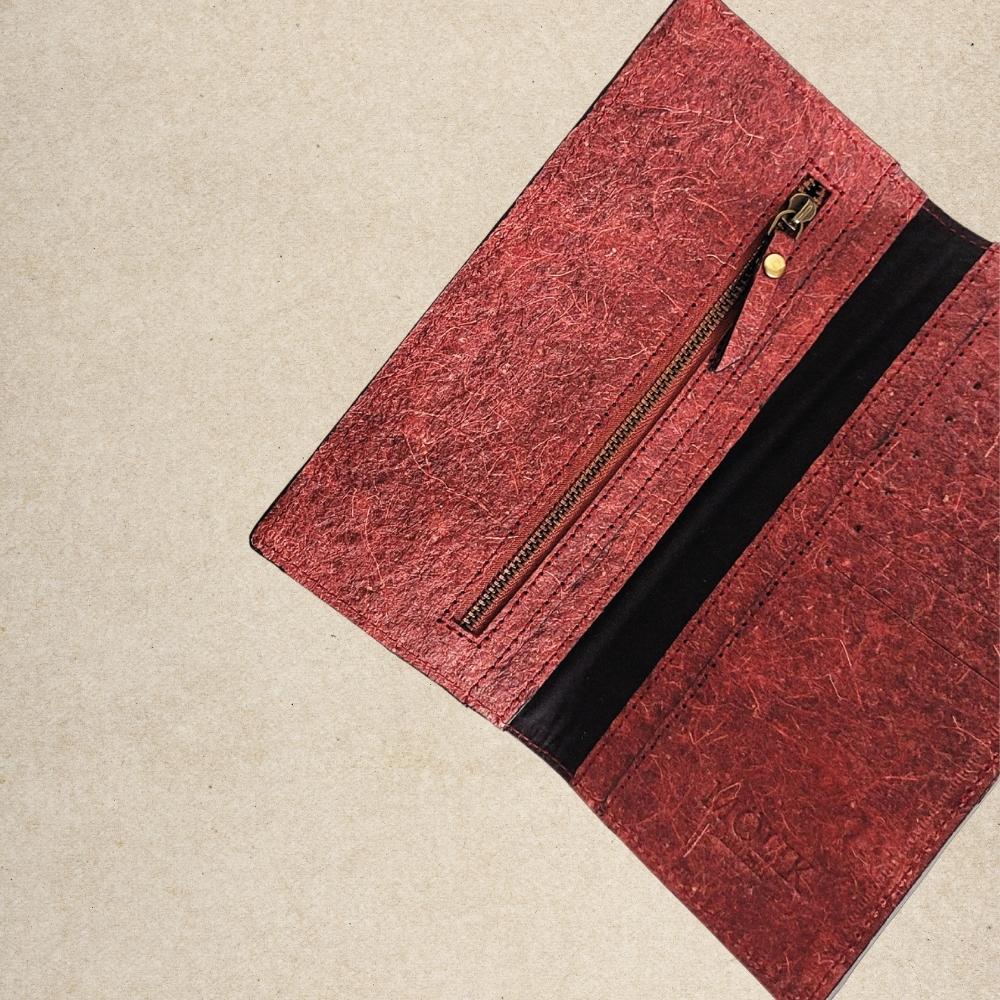 Garnet Maroon Hand Wallet | Made of Coconut Leather | Natural Dye | Vegan