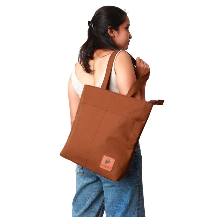 Shopper Tote Bag With Concealed Pockets | Cotton | Spacious | Multi-Pocket