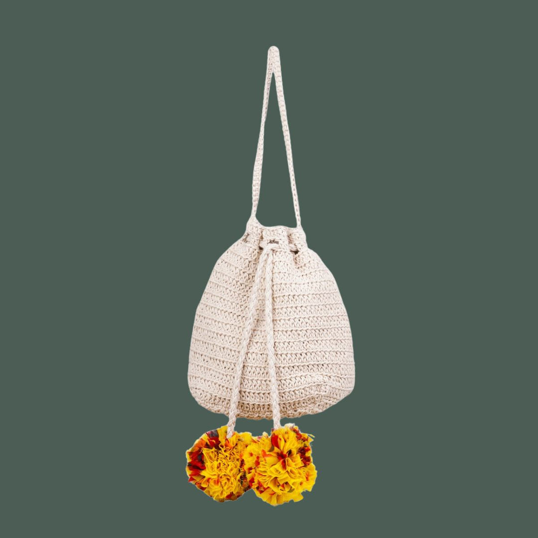 Hand-Crafted Potli Bag | Hand-Crochet | Cotton Yarn | Off White