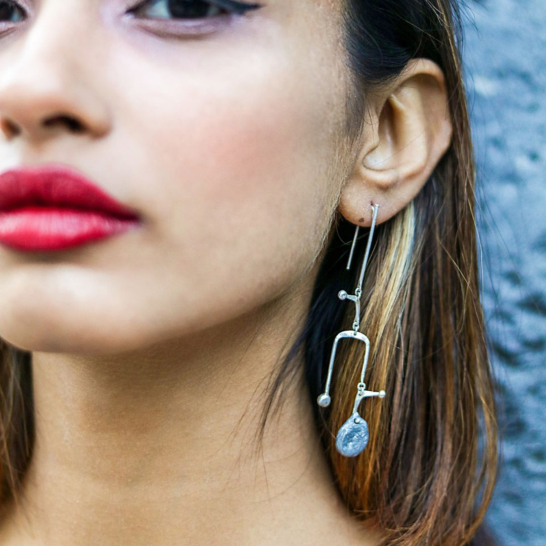 Earrings | Recycled Aluminium And Silver | Minimal Design | Consciously Hand-Crafted