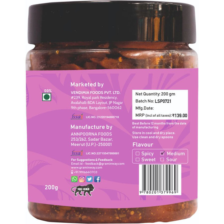 Lotus Stem Kamal Kakri Pickle | A Healthful & Tasteful Condiment | Bottle of 200 GM