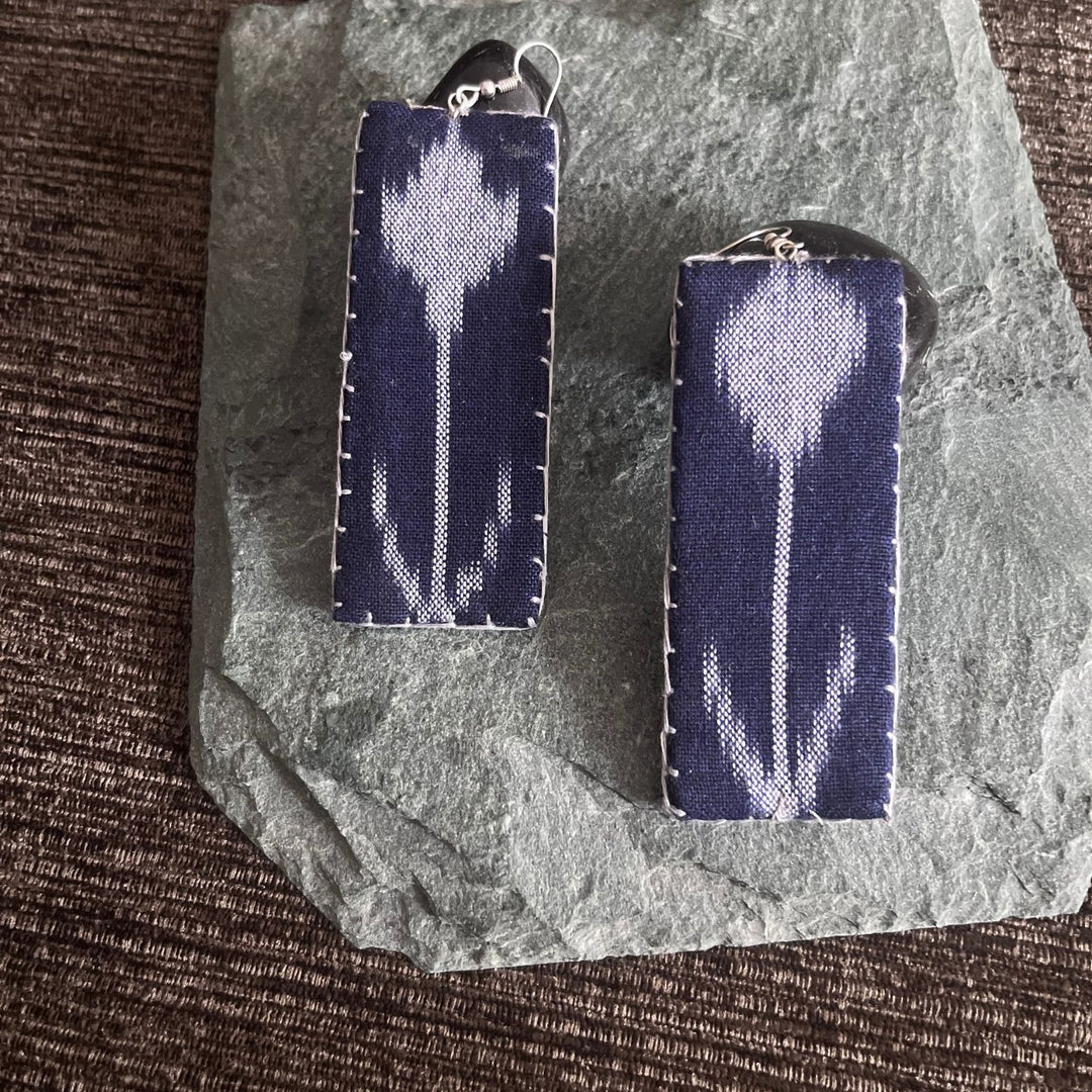 Ikat Dangler Earrings | Hand-Crafted | Unique | Fabric Jewelry | Chic