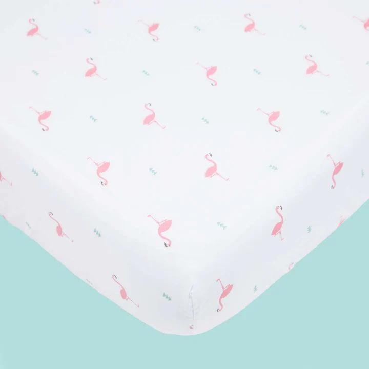 Flamingo Print Pink Cot Bedding Set For Babies | Nursery Essential | Organic Cotton | Set Of 6