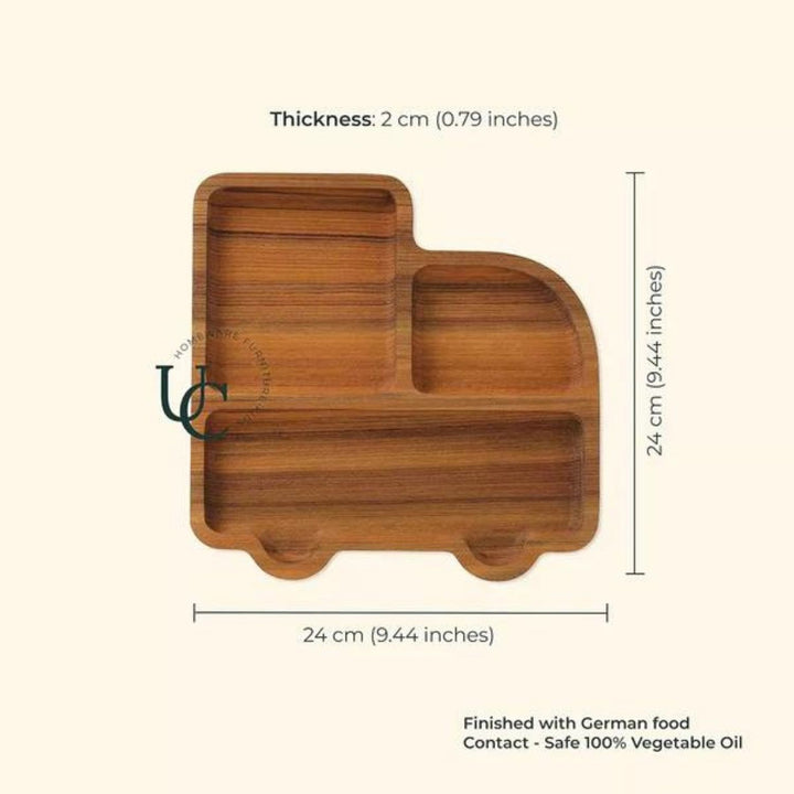 Teakogram Chicago Truck Platter | Premium Teak Wood | Hand-Crafted | 9 Inch