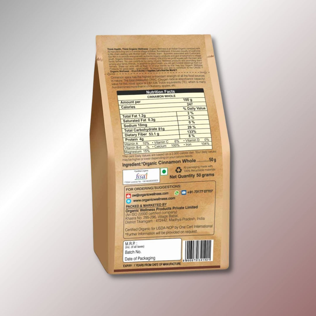 Organic Cinnamon Whole | Pure & Natural | Anti-Inflammatory | 50 GM