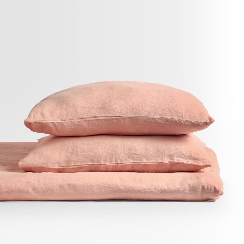 Flesh Pink Luscious Linen Duvet Cover Set | Made Sustainably | Delightfully Cozy