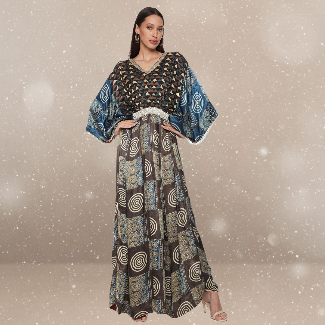 Ella Ajrakh Modal Kaftan | Hand-Block Print | Serene Sophistication