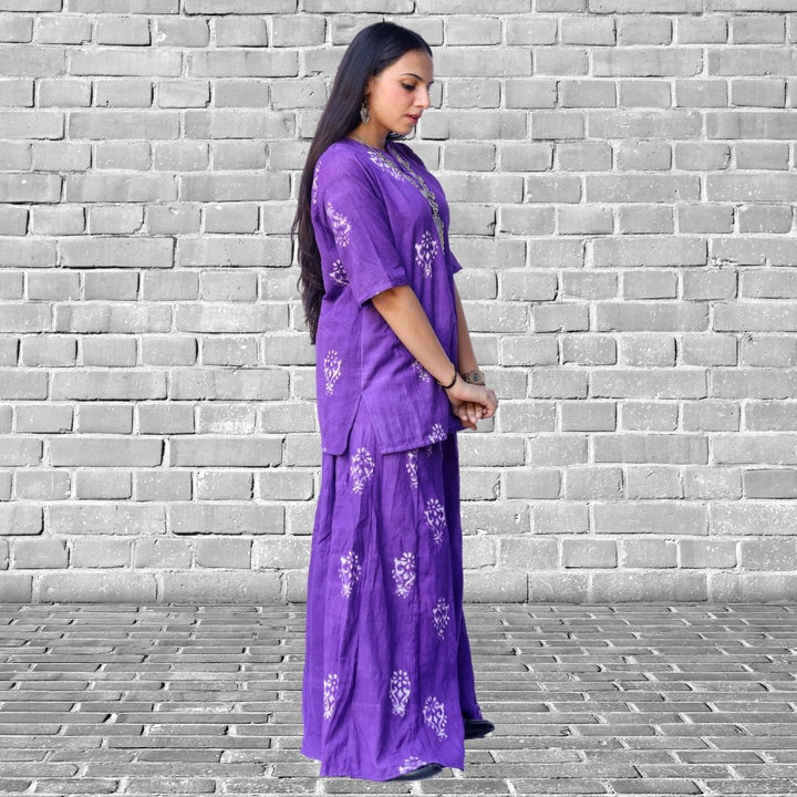 Violet Kurta and Sharara Set | Festive Apt | Sustainable and Hand Block Printed 