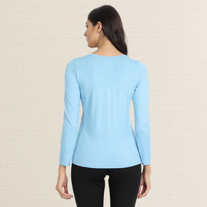 Full Sleeve T-Shirt | Bamboo Fabric | Comfortable | Women Active Wear | Sea Blue