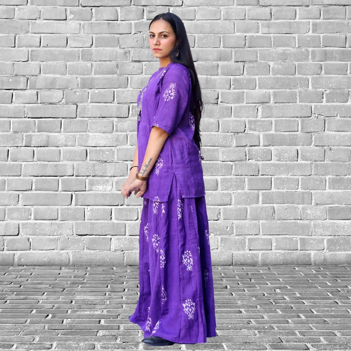 Violet Kurta and Sharara Set | Festive Apt | Sustainable and Hand Block Printed 