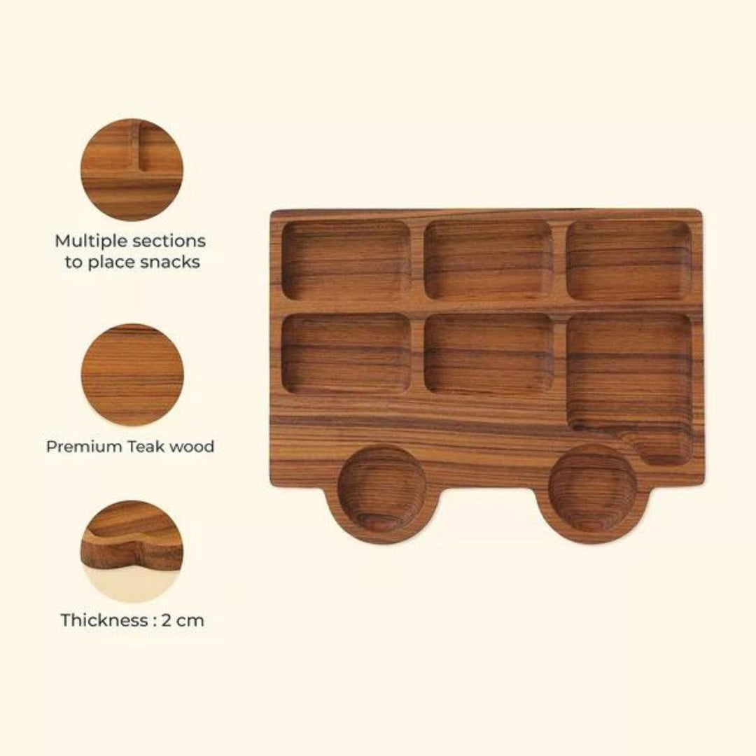 Teakogram London Bus Platter | Premium Teak Wood | Hand-Crafted | 11 Inch