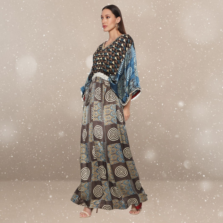 Ella Ajrakh Modal Kaftan | Hand-Block Print | Serene Sophistication