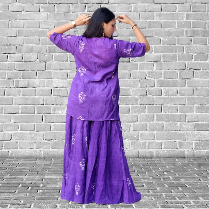 Violet Kurta and Sharara Set | Festive Apt | Sustainable and Hand Block Printed 