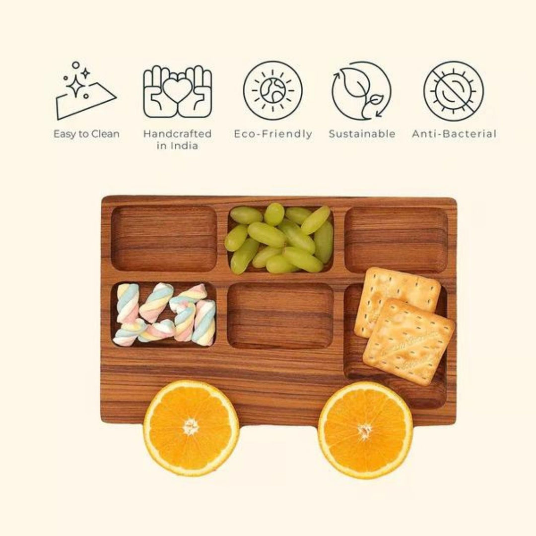 Teakogram London Bus Platter | Premium Teak Wood | Hand-Crafted | 11 Inch