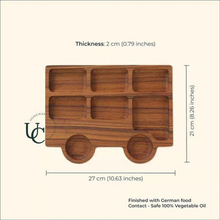 Teakogram London Bus Platter | Premium Teak Wood | Hand-Crafted | 11 Inch