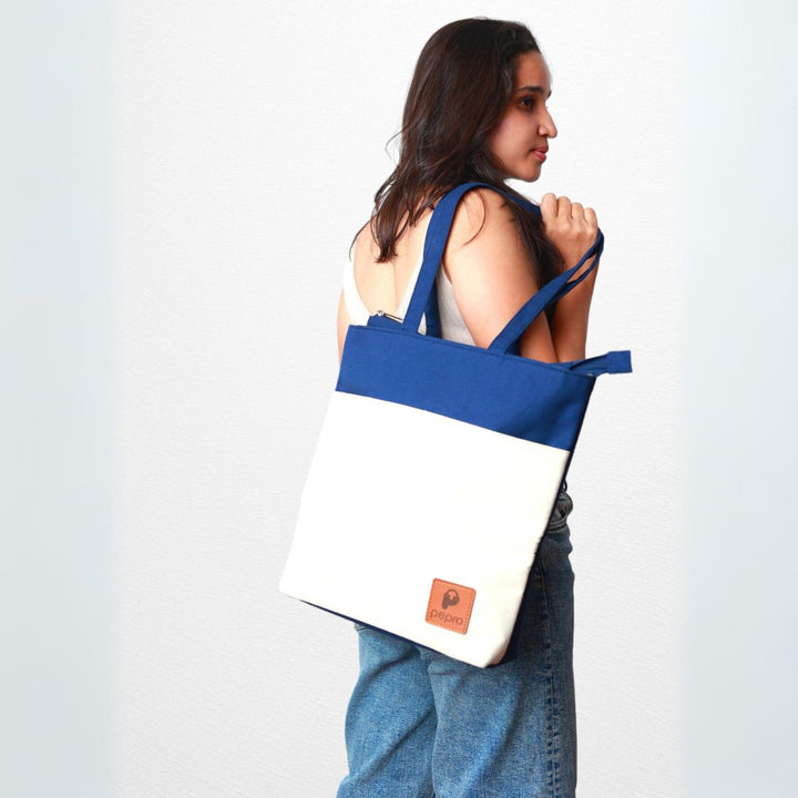 Dual Shade Shopper Tote Bag | Cotton Canvas | Hand-Crafted | Sustainable