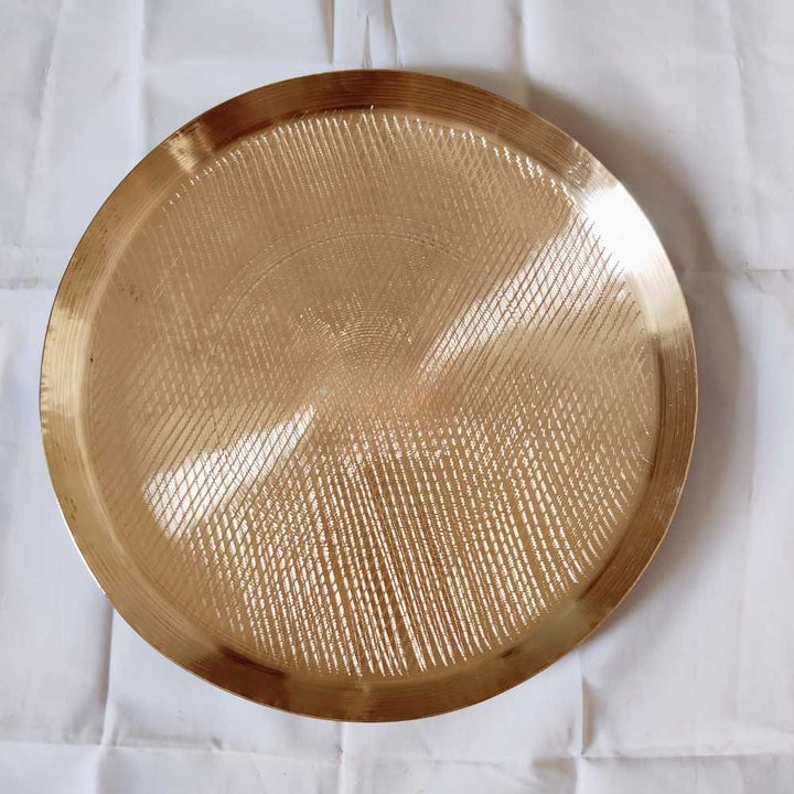 Hand-Crafted Kansa Metal Dinner / Pooja Thali | Sustainable | Bronzeware | 12 Inches