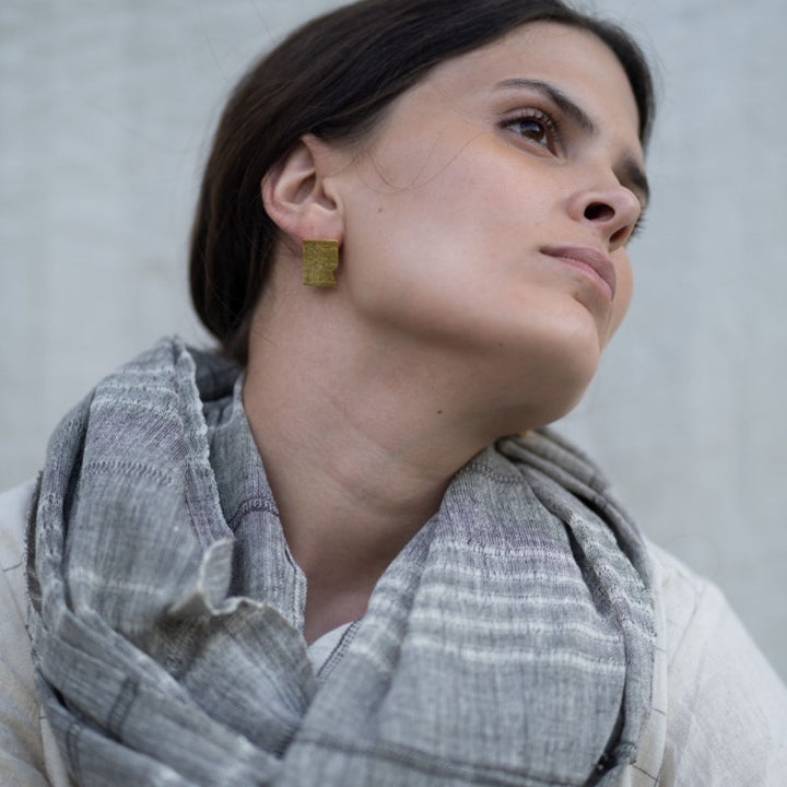 Urritica Studs | Silver Finish Brass Earrings | Hand-Crafted | Sustainable