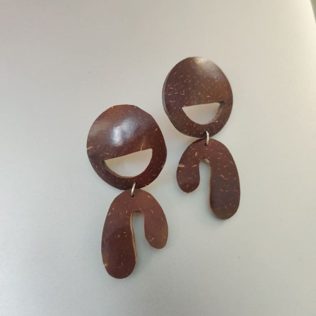 Coconut Shell Stylish Dangler Earrings | Upcycled | Artisanal | Sustainable