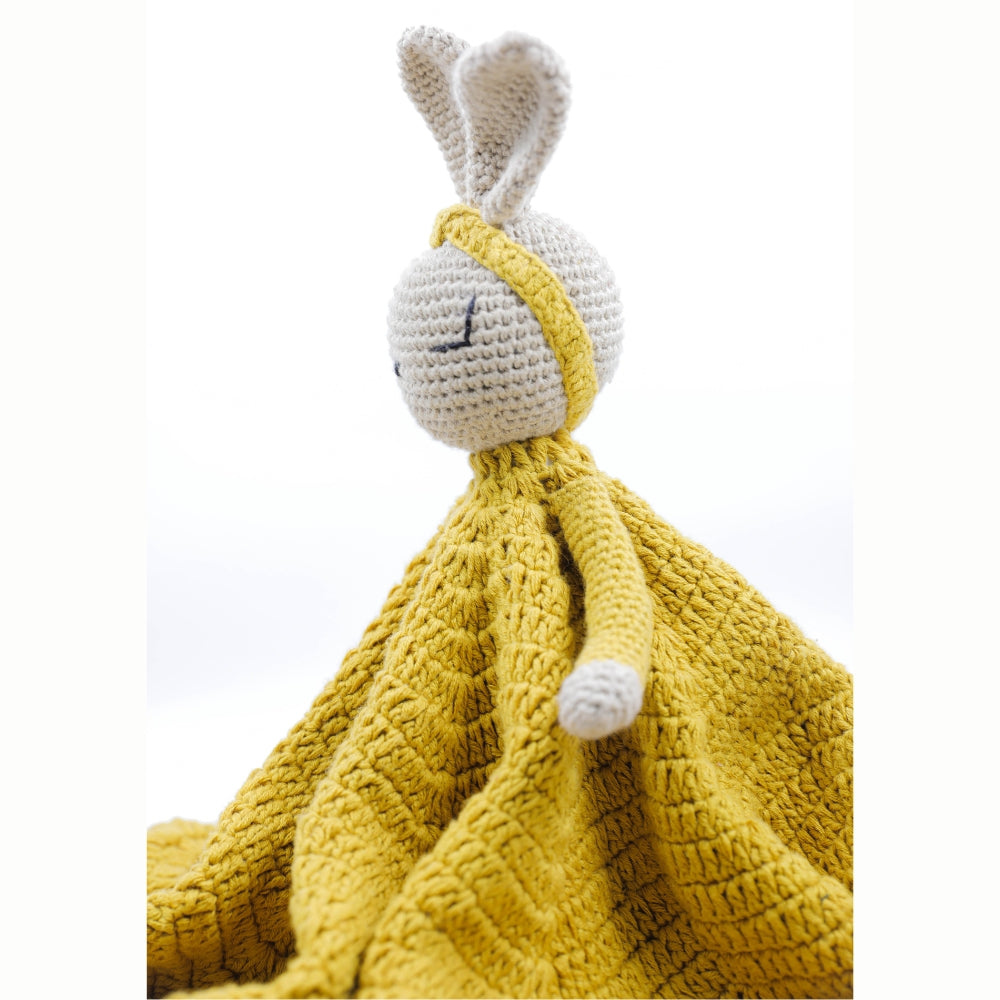 Cute Bunny Soft Toy for Babies | Hand Made of Crochet | Kids Safe | Mustard