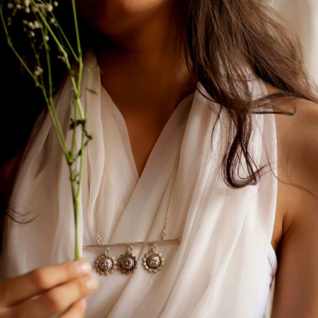 Bespoke Sun Neckpiece | Silver | Hand-Crafted | Exquisite Design