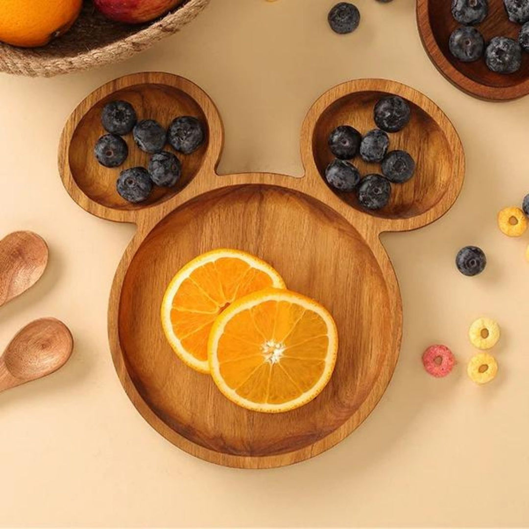 Teakogram Mickey Mouse Platter | Premium Teak Wood | Hand-Crafted | 9 Inch