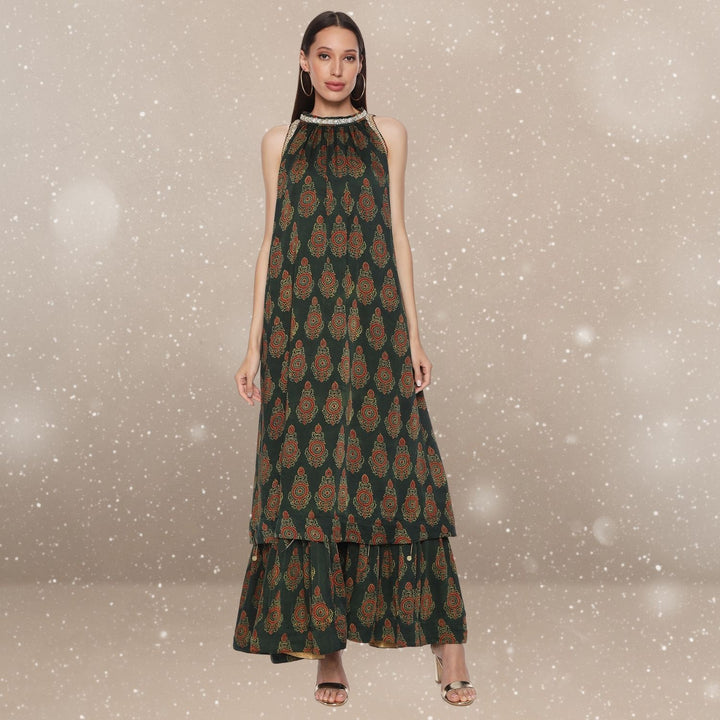 Chiara Ajrakh Maxi Dress | Hand-Block Print | Serene Sophistication