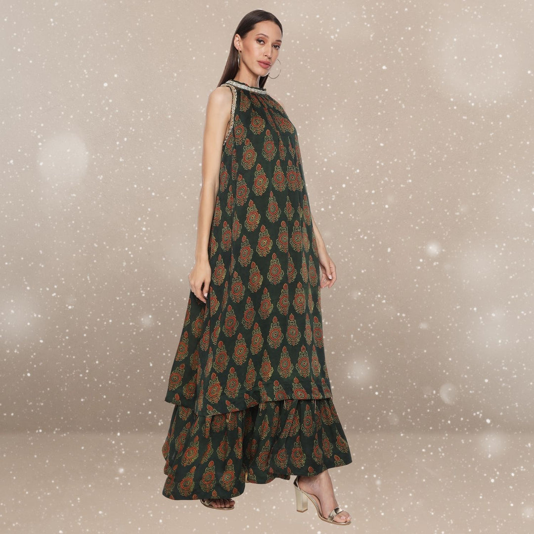 Chiara Ajrakh Maxi Dress | Hand-Block Print | Serene Sophistication