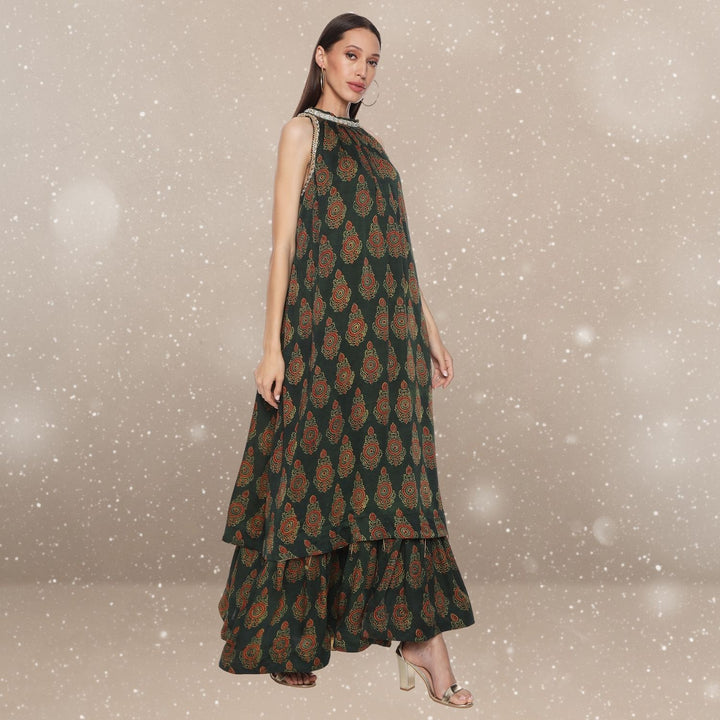 Chiara Ajrakh Maxi Dress | Hand-Block Print | Serene Sophistication