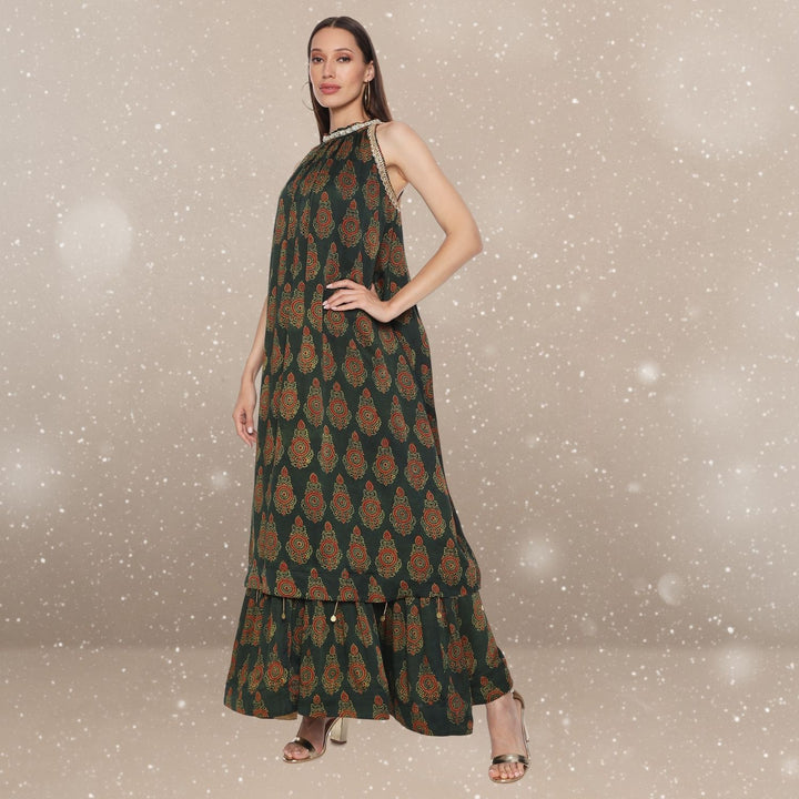 Chiara Ajrakh Maxi Dress | Hand-Block Print | Serene Sophistication