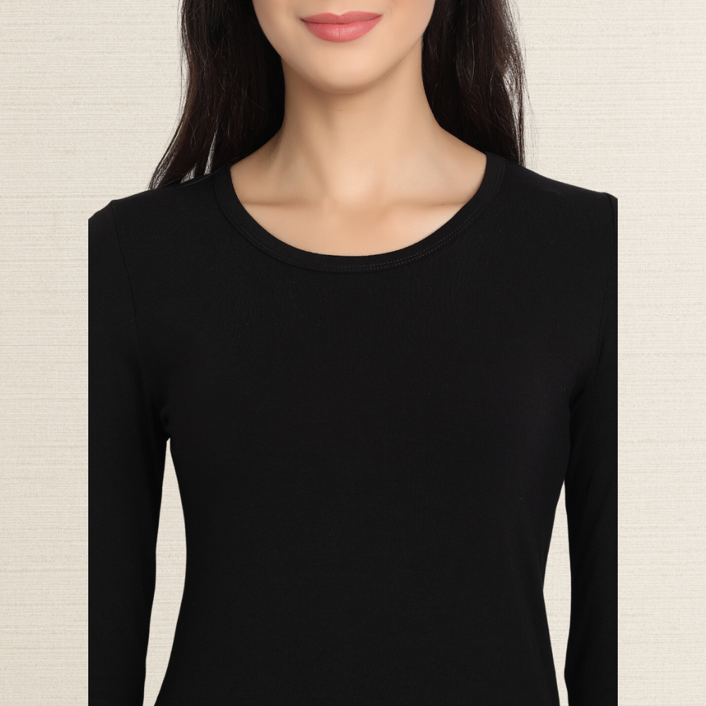 Full Sleeve T-Shirt | Bamboo Fabric | Comfortable | Women Active Wear | Black