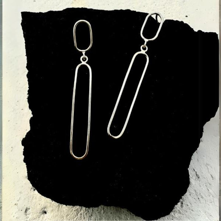 Long Oval Earrings | Unique Silver Jewellery | Hand-Crafted | Sustainable