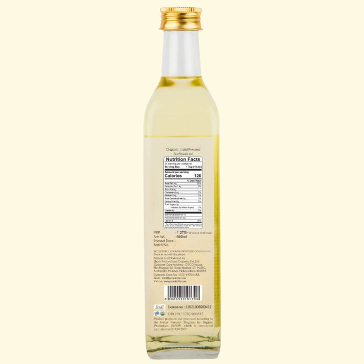 Cold Pressed Sunflower Oill | Organic Certified | High In Antioxidants | 500 ML