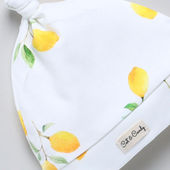 Lemon Print Ultra Soft Baby Beanie / Hat | 100% Cotton | Unisex