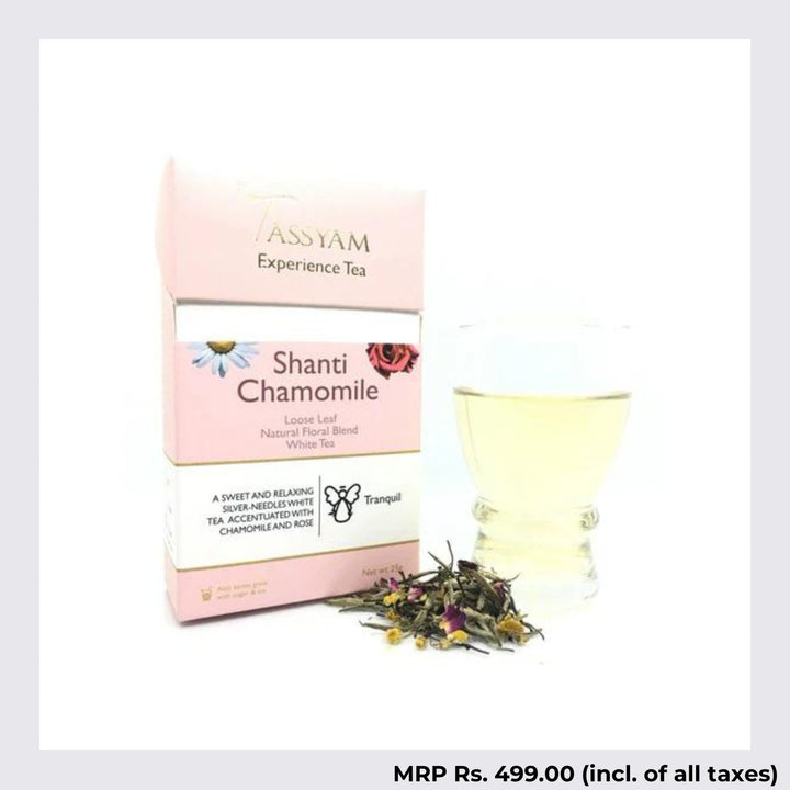 Shanti Chamomile Tea | Darjeeling White Tea | Hand-Picked & Hand-Blended | 25 GM