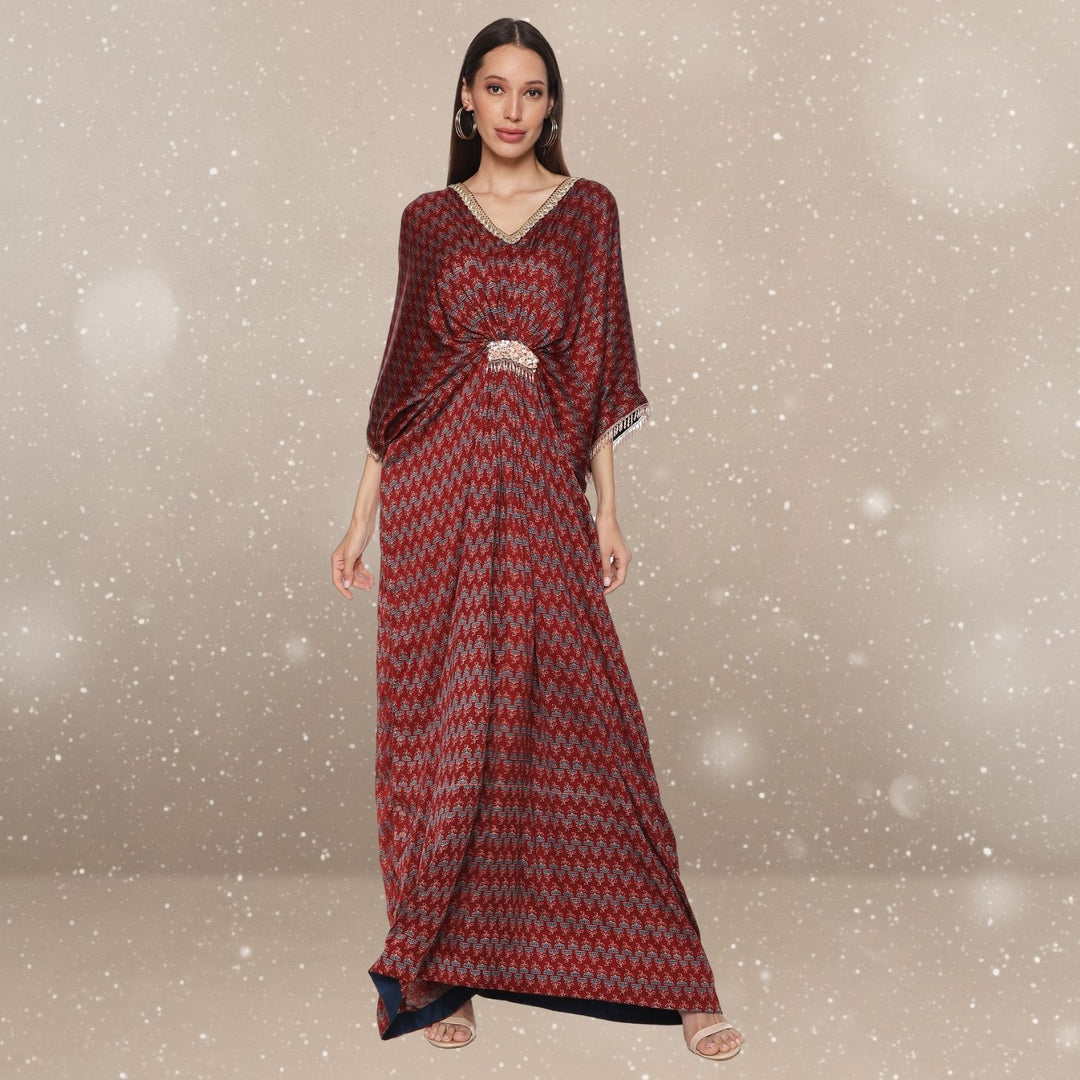 Anna Ajrakh Modal Kaftan | Hand-Block Print | Serene Sophistication