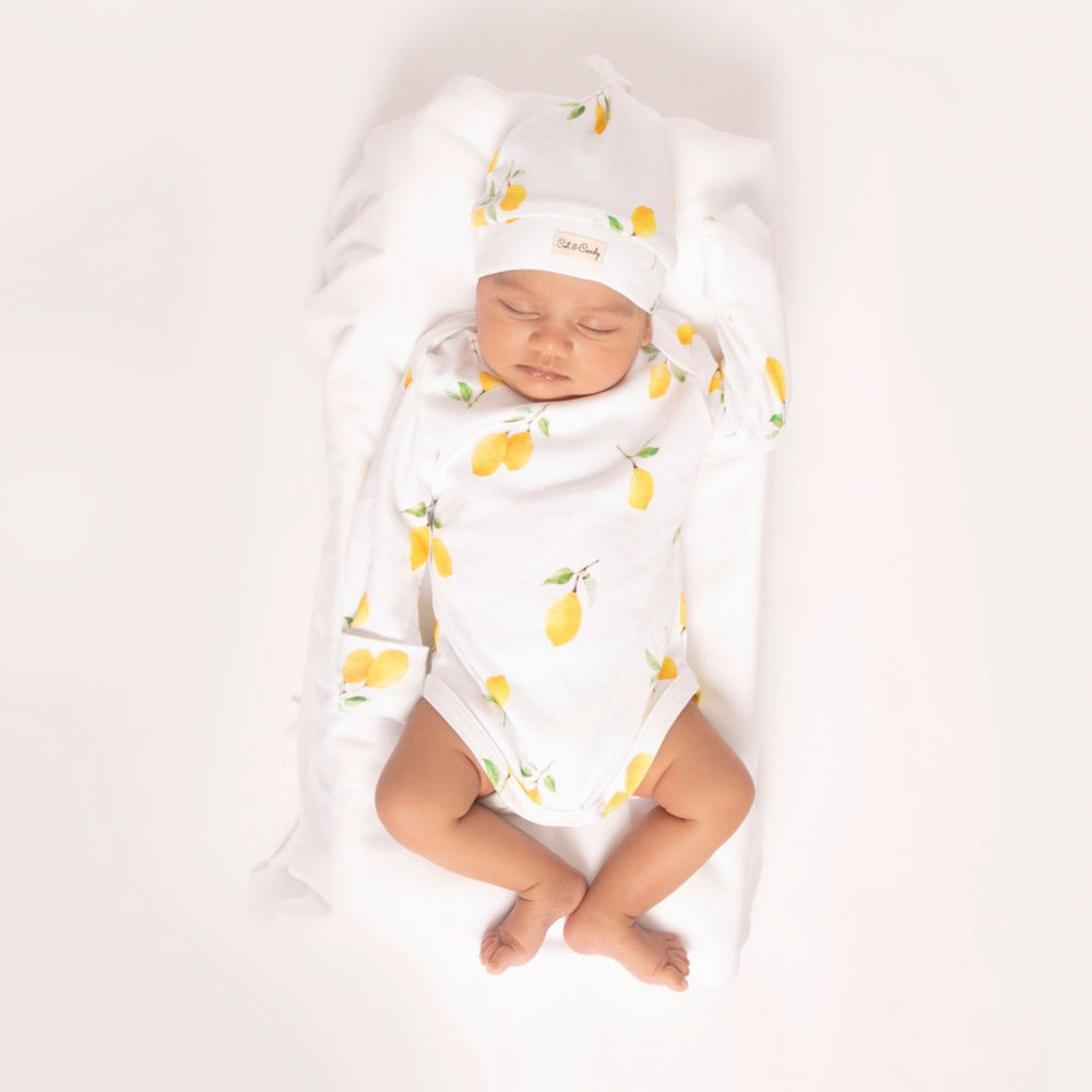 Lemon Print Long Sleeve Baby Bodysuit | Organic Cotton | Eco-Friendly