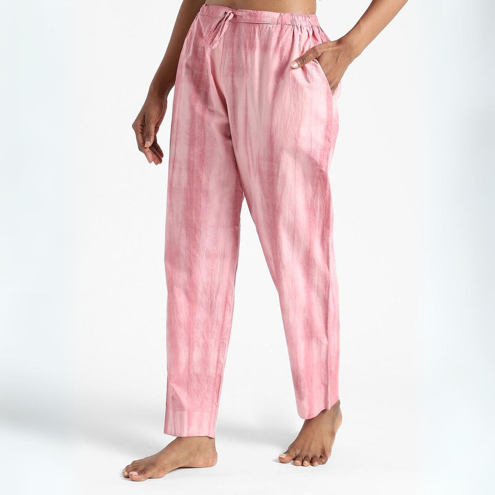 Natural Tie & Dye Womens Slim Fit Pants | Organic Cotton | Eco-Friendly | Sea Pink